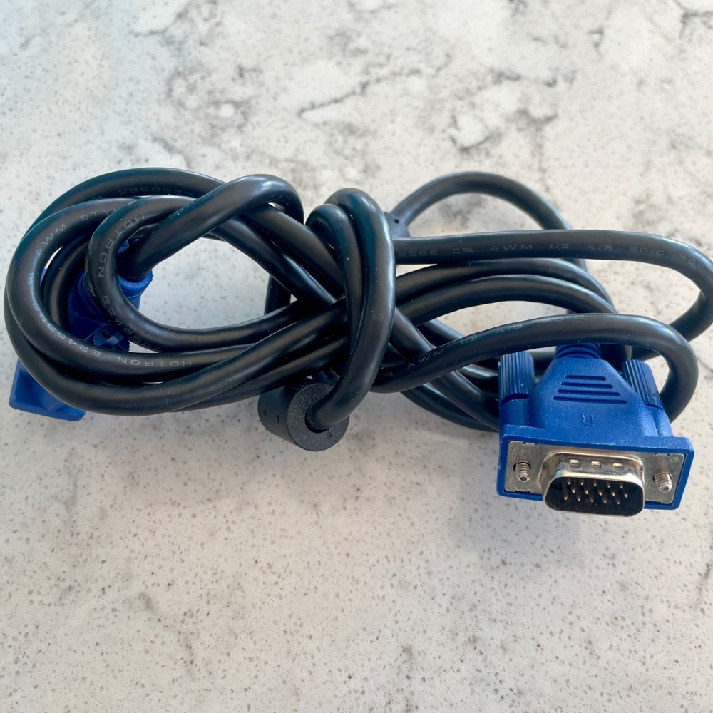 Blue and Black VGA Cable